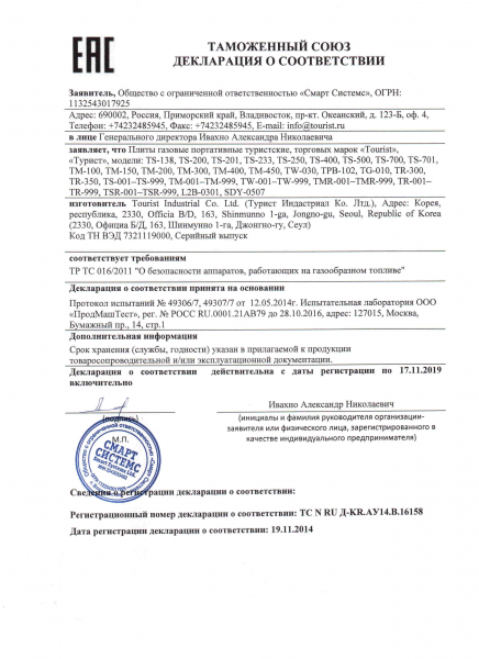 Сертификаты на газовое оборудование